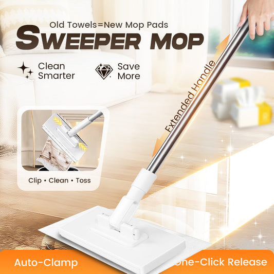 #1 Flat Mop with Stainless Steel Handle, Come with Reusable Washable Mop Cloths