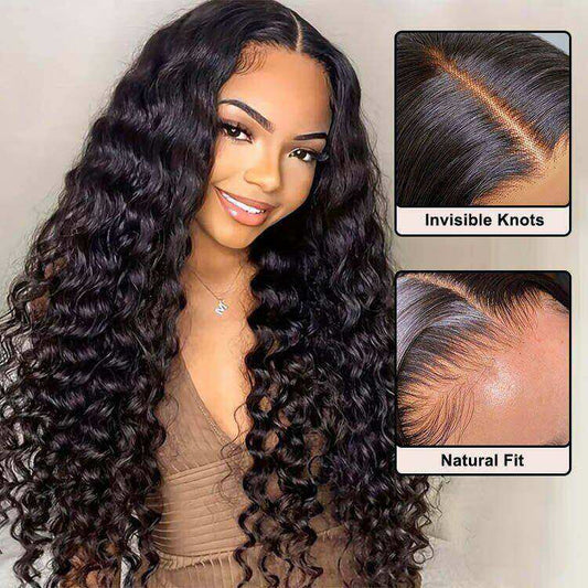 Glueless 4x4 Lace Closure Deep Wave 100% Wig