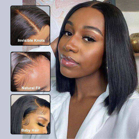 13x4 Lace Closure Glueless Bob Straight human Wigs