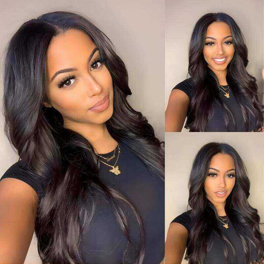 Glueless 4x4 Transparent Lace Closure Body Wave Wigs 100% Human Hair