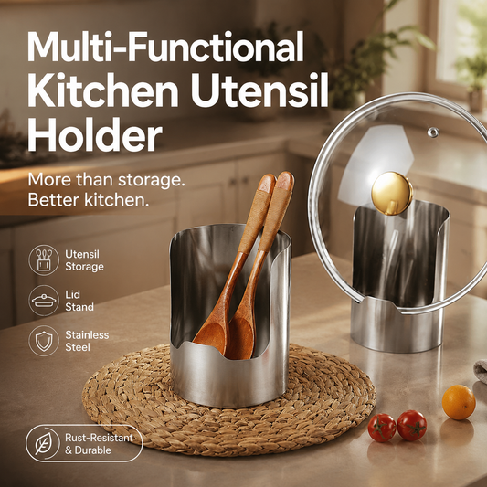 Multifunctional Kitchen Utensil Organizer | Heavy-Duty Stainless Steel for Sturdiness · Space-Saving Vertical Design · Easy to Clean and Oil-Resistant