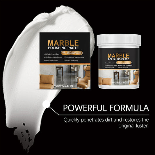 Marble Polishing Paste—Removes scratches and etching marks, restoring the natural luster. The protective layer repels water and fingerprints. Professional-grade restoration that saves you a fortune