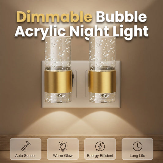 Dimmable Bubble Acrylic Night Light – Elegant Warm Glow With Auto Sensor