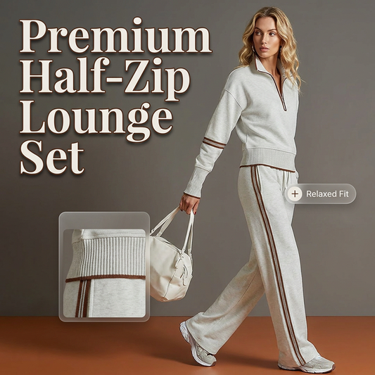 One Set, Two Neckline Looks | Women's Half-Zip Wide-Leg Lounge Set