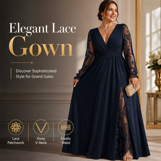 Elegant Lace, Flattering A-Line Shape | Women's V-Neck Maxi Dress