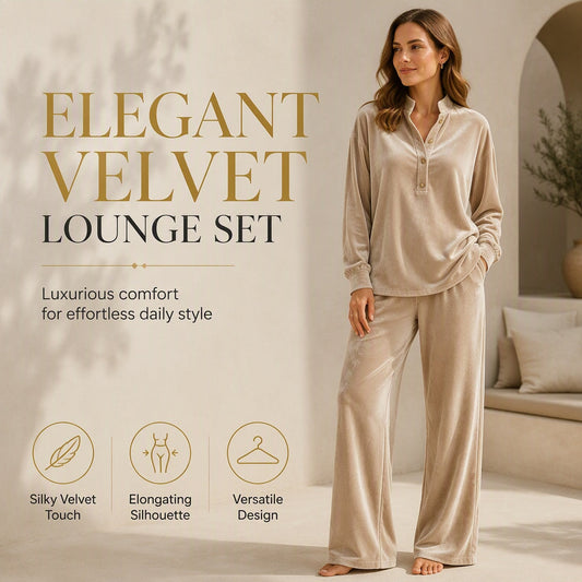 Luxe Texture, Effortless Two-Piece Style | Women's Velour Wide-Leg Set