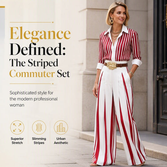 Effortless Everyday Style | Women's Striped Shirt & Wide-Leg Pants 2-Piece Set