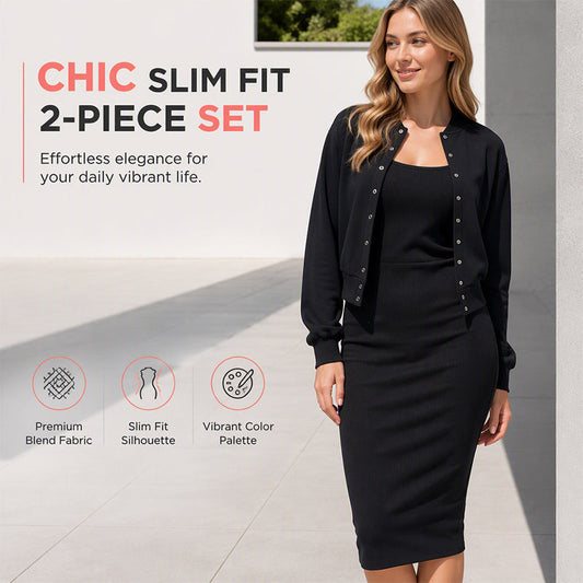 Two Pieces, Instant Polish | Women's Camisole Dress & Cropped Jacket Set