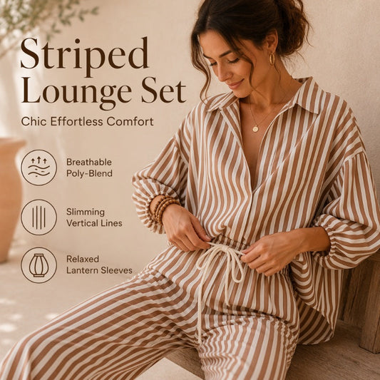 Effortless Everyday Style | Women's Striped Relaxed-Fit 2-Piece Set