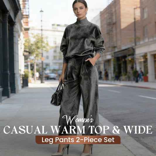 Cozy Made Effortless | Women's Warm Top & Wide-Leg Pants 2-Piece Set