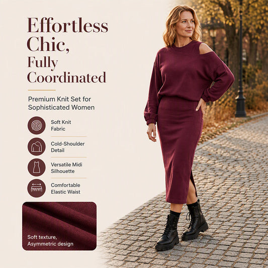 One Set, Two Easy Looks | Women's Slanted-Shoulder Sweatshirt & Sleeveless Dress Set