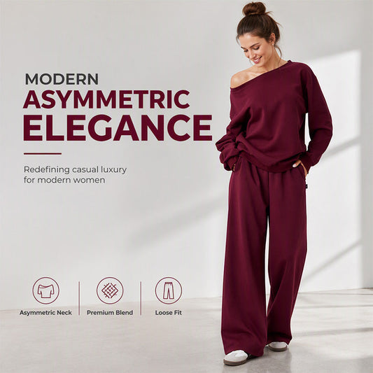 Travel-Ready Comfort | Women's Contrast-Piping Sweatshirt & Wide-Leg Pants Set