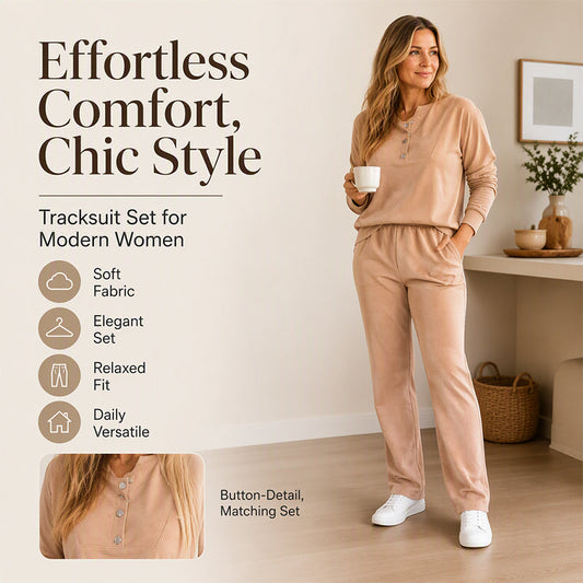 Pull On & Go | Women's Half-Button Sweatshirt & Sweatpants 2-Piece Set