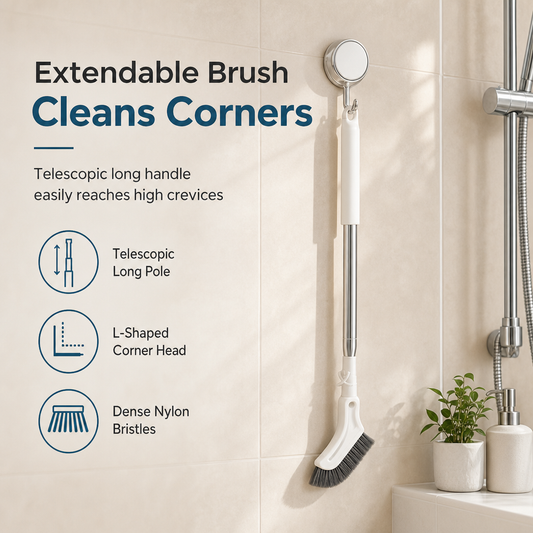 Long-Handle Corner Scrub Brush – Reach Tight Spaces Easily