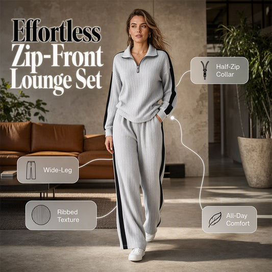 Side Stripes, Flattering Wide-Leg Fit | Women's Quarter-Zip 2-Piece Set