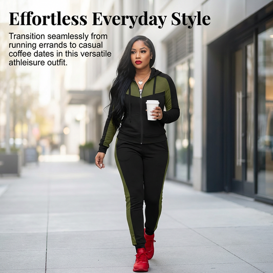 Bold Color-Block, Effortless Matching Style | Women's 2-Piece Tracksuit
