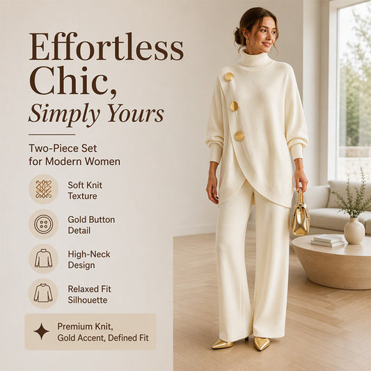 Cozy Turtleneck, Flattering Wide-Leg Style | Women's 2-Piece Knit Set